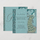 アール・ヌーヴォー・ピーコックのディナー招待状 招待状 (正面/裏面)