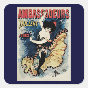 アール・ヌーヴォー フラメンコダンサー、Les+Ambassadeurs スクエアシール
