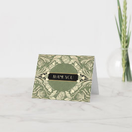 アール・ヌーヴォー フラワー フローラル ボーダー 完全編集可能 サンキューカード