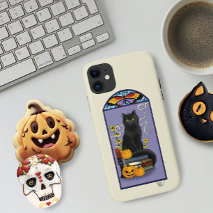 アール・ヌーヴォー ブラックキャット パンプキン 紫 秋 黄色 iPhone 11 ケース
