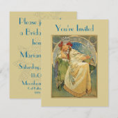 アール・ヌーヴォー・プリンセス ブライダルシャワー 招待状 (正面/裏面)