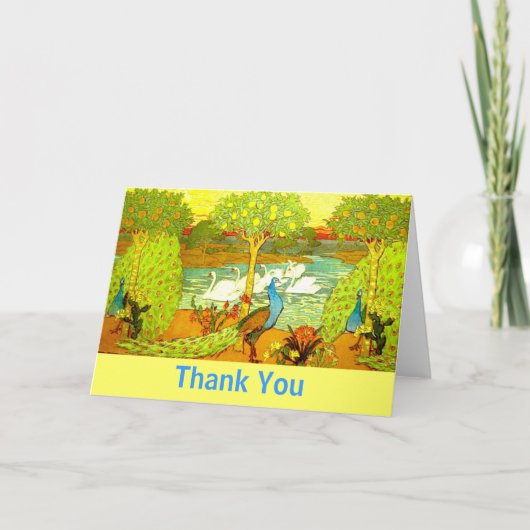 アール・ヌーヴォー・ペコックとスワン サンキューカード (正面)