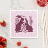 アール・ヌーヴォー モリスのウサギのペア ウィリアム・ド・モルガンとウィリアム・モリス スタンダードランチョンナプキン (インサイチュ)