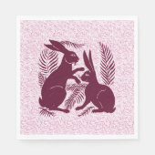 アール・ヌーヴォー モリスのウサギのペア ウィリアム・ド・モルガンとウィリアム・モリス スタンダードランチョンナプキン (正面)