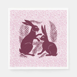 アール・ヌーヴォー モリスのウサギのペア ウィリアム・ド・モルガンとウィリアム・モリス スタンダードランチョンナプキン