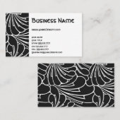 アール・ヌーヴォー レトロ モダン ブラック ホワイト フラワーパターン 名刺 (正面/裏面)