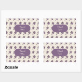 アール・ヌーヴォー・ヴィオレット・フラワーパターン 長方形シール (シート)