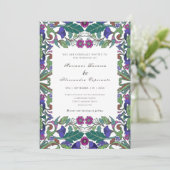 アール・ヌーヴォー ヴィンテージスタイルの花のウェディング 招待状 (スタンド正面)