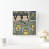 アール・ヌーヴォー ヴィンテージ イラスト - 矢じり形の庭の花 スクエア壁時計 (ホーム)