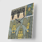 アール・ヌーヴォー ヴィンテージ イラスト - 矢じり形の庭の花 スクエア壁時計 (傾斜)