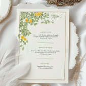 アール・ヌーヴォー ヴィンテージ シトラス ウェディング メニュー カード