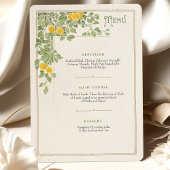 アール・ヌーヴォー ヴィンテージ シトラス ウェディング メニュー カード