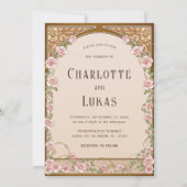 アール・ヌーヴォー ヴィンテージ フラワー ウェディング インビテーション (正面)