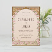 アール・ヌーヴォー ヴィンテージ フラワー ウェディング インビテーション (スタンド正面)