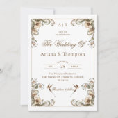 アール・ヌーヴォー ヴィンテージ フラワー ウェディング インビテーション (正面)