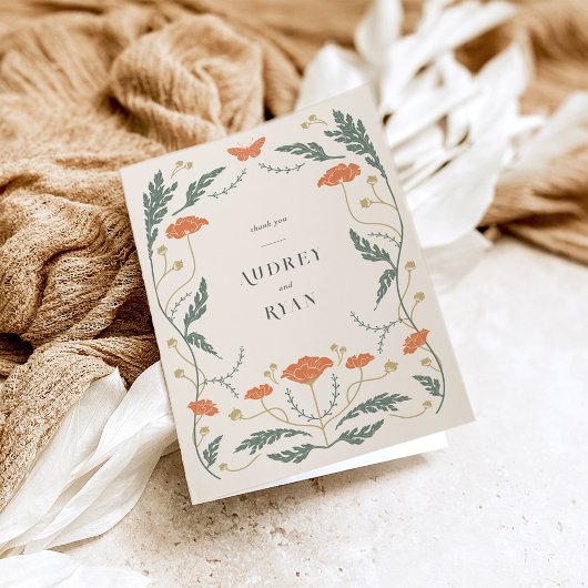 アール・ヌーヴォー ヴィンテージ 折りたためる サンクスカード サンキューカード