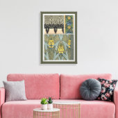 アール・ヌーヴォー ヴィンテージ 矢じり型の花 ガーデンフラワー キャンバスプリント (インサイチュ (リビング))