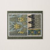 アール・ヌーヴォー ヴィンテージ 矢じり形の花 ガーデンフラワー ジグソーパズル (横)