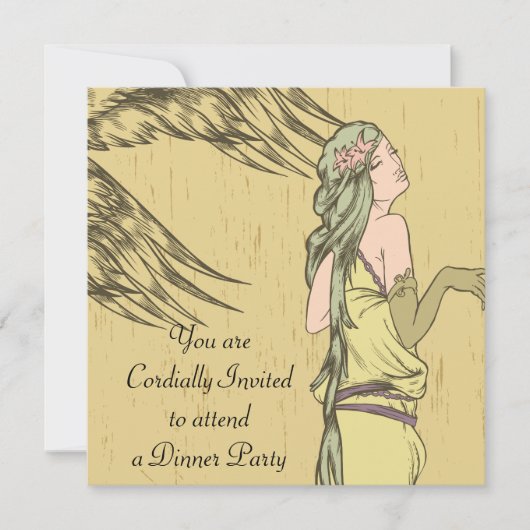 アール・ヌーヴォー ヴィンテージ 美しさ 夕餐会 カクテルパーティー 招待状 (正面)