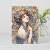 アール・ヌーヴォー 女性の肖像 スクラップブッキング ペーパー 招待状 (スタンド正面)