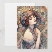 アール・ヌーヴォー 女性の肖像 スクラップブッキング ペーパー 招待状 (正面/裏面)