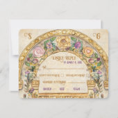 アール・ヌーヴォー 花柄 ウェディング RSVP 返信ハガキ (正面)