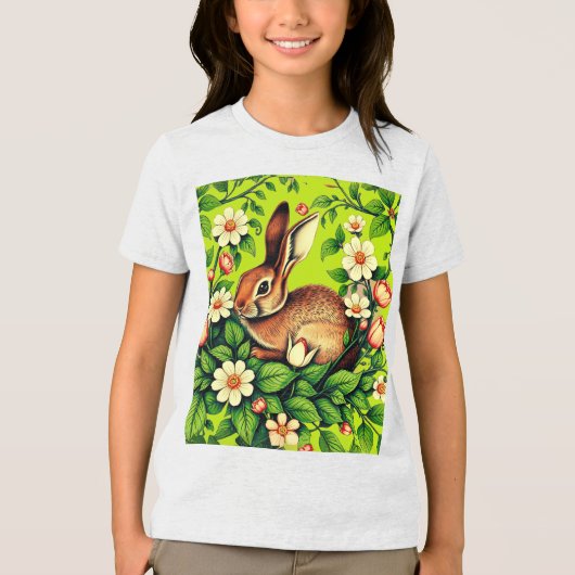 アール・ヌーヴォー 野ウサギと花 トライブレンドＴシャツ (正面)
