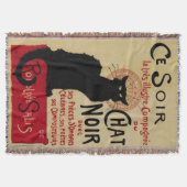 アール・ヌーヴォー 黒猫の夜 Ce Soir Chat Noir スローブランケット (正面)