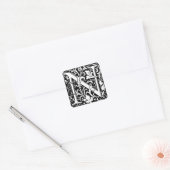 アール・ヌー�ーボー様式のN字装飾モノグラム スクエアシール (封筒)