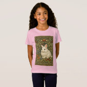アール・ヌー�ーボー風の白うさぎのデザイン Tシャツ (正面フル)