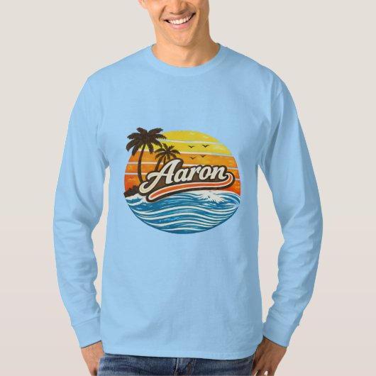 アーロンレトロサンセットネームデザイン Tシャツ (正面)