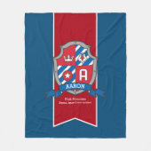 アーロン文字グレーの赤い鳥を意味する名前 フリースブランケット (正面)