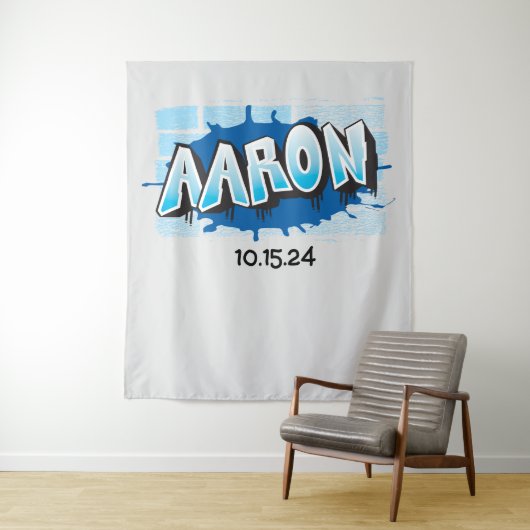 アーロン あなたのグラフィティ ネーム バックドロップ フォトオープ タペストリー (インサイチュ)