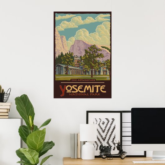 アーワニーロッジ – ヨセミテナットパークトラベルポスター ポスター (ホームオフィス)