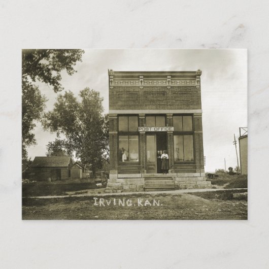 アーヴィングカンザス郵便局の写真マーシャル・カウンティKS ポストカード (正面)