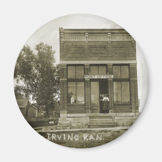 アーヴィングカンザス郵便局の写真マーシャル・カウンティKS マグネット (正面)