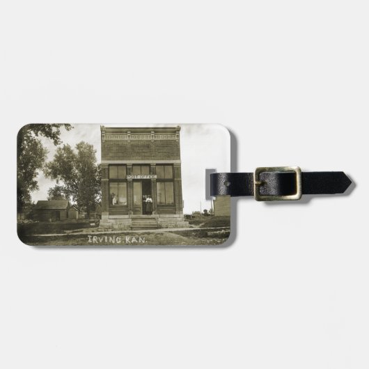 アーヴィングカンザス郵便局の写真マーシャル・カウンティKS ラゲッジタグ (正面横)