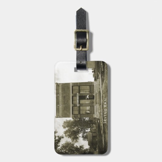 アーヴィングカンザス郵便局の写真マーシャル・カウンティKS ラゲッジタグ (正面縦)