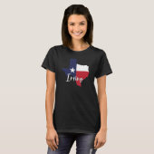 アーヴィング、テキサス州国旗の地図と女性の黒 Tシャツ (正面フル)