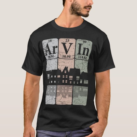 アーヴィン元素周期表 アーヴィン カリフォルニア レトロ Tシャツ (正面)