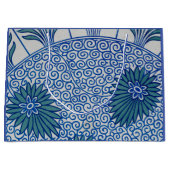 アー中国のト抱き枕青色花柄 ラージペーパーバッグ (正面)