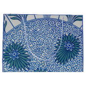 アー中国のト抱き枕青色花柄 ラージペーパーバッグ (裏面)