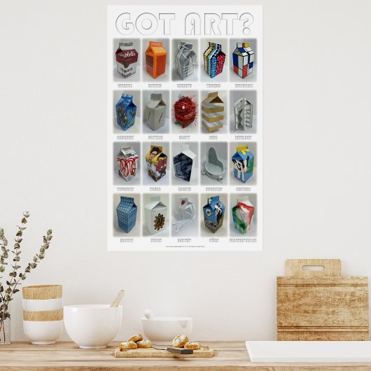 アー得ト？有名な作品のパロディなイメージがミルクとして ポスター (キッチン)