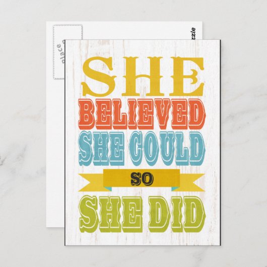 アー感動的ト – 彼女は信じ、彼女は ポストカード (正面/裏面)