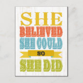 アー感動的ト – 彼女は信じ、彼女は ポストカード (正面)