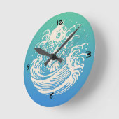 アー日本のトコイフィッシュブルーヴィンテージデザイン ラウンド壁時計 (傾斜)