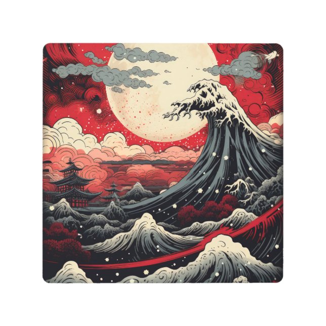 アー日本のトスタイルデジ絵を描タル メタルプリント (正面)