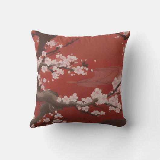 アー日本のトスタイルホワイトさくらんぼブロッサム クッション (裏面)