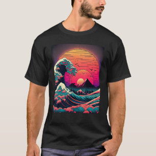 アー日本のト浮世絵スタイルレトロウェーブウ素晴らしェーブ Tシャツ