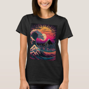 アー日本のト浮世絵スタイルレトロウェーブウ素晴らしェーブ Tシャツ